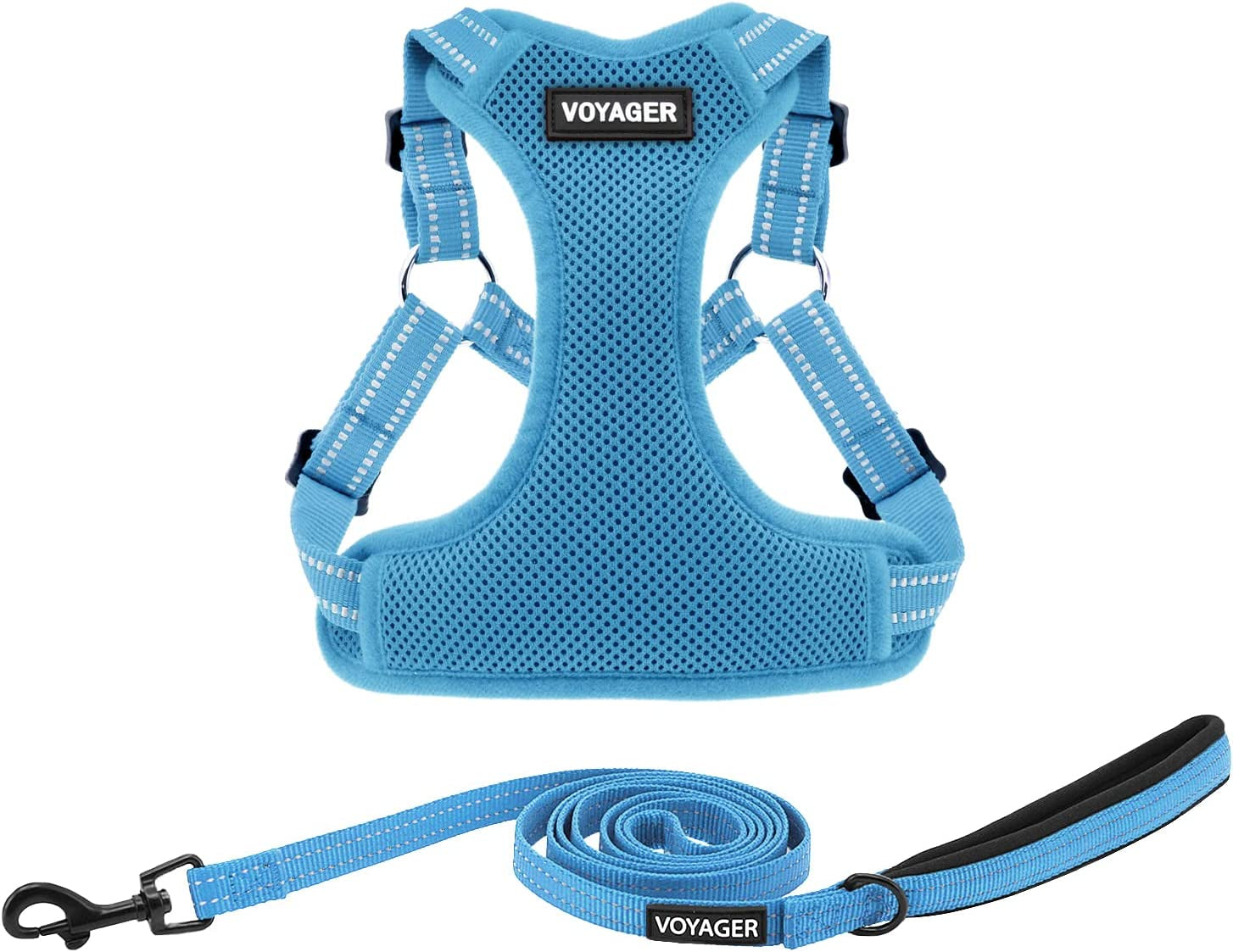 Best Pet Supplies Voyager Adjustable Dog Harness with Reflective Stripes for Walking, Jogging, Heavy-Duty Full Body No Pull Vest with Leash D-Ring, Breathable All-Weather - Harness (Red), M Animals & Pet Supplies > Pet Supplies > Dog Supplies > Dog Apparel Best Pet Supplies, Inc. Baby Blue (Leash Bundle) S (Chest: 15 - 18") 