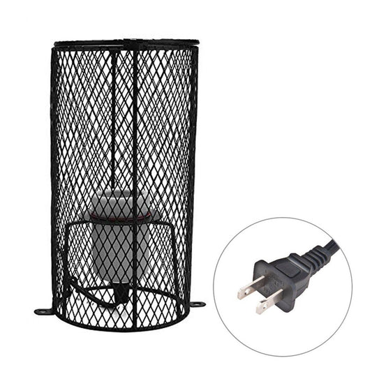 Reptile Ceramic Light Holder Shade Anti-Scald Heater Guard Pet Amphibian Heating Bulb Lampshade US Plug  Linyer   