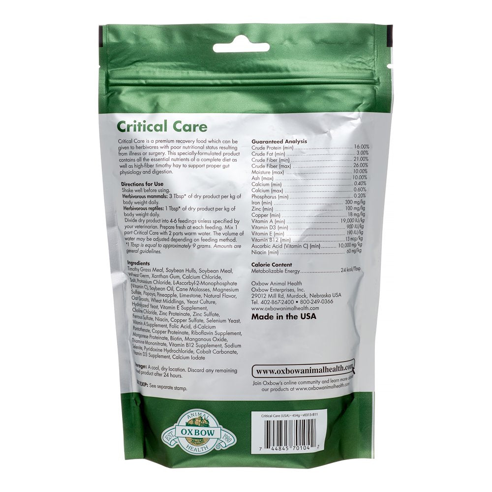 Oxbow Critical Care Small Animal Food, 16 Oz. Animals & Pet Supplies > Pet Supplies > Small Animal Supplies > Small Animal Food Mars Petcare   