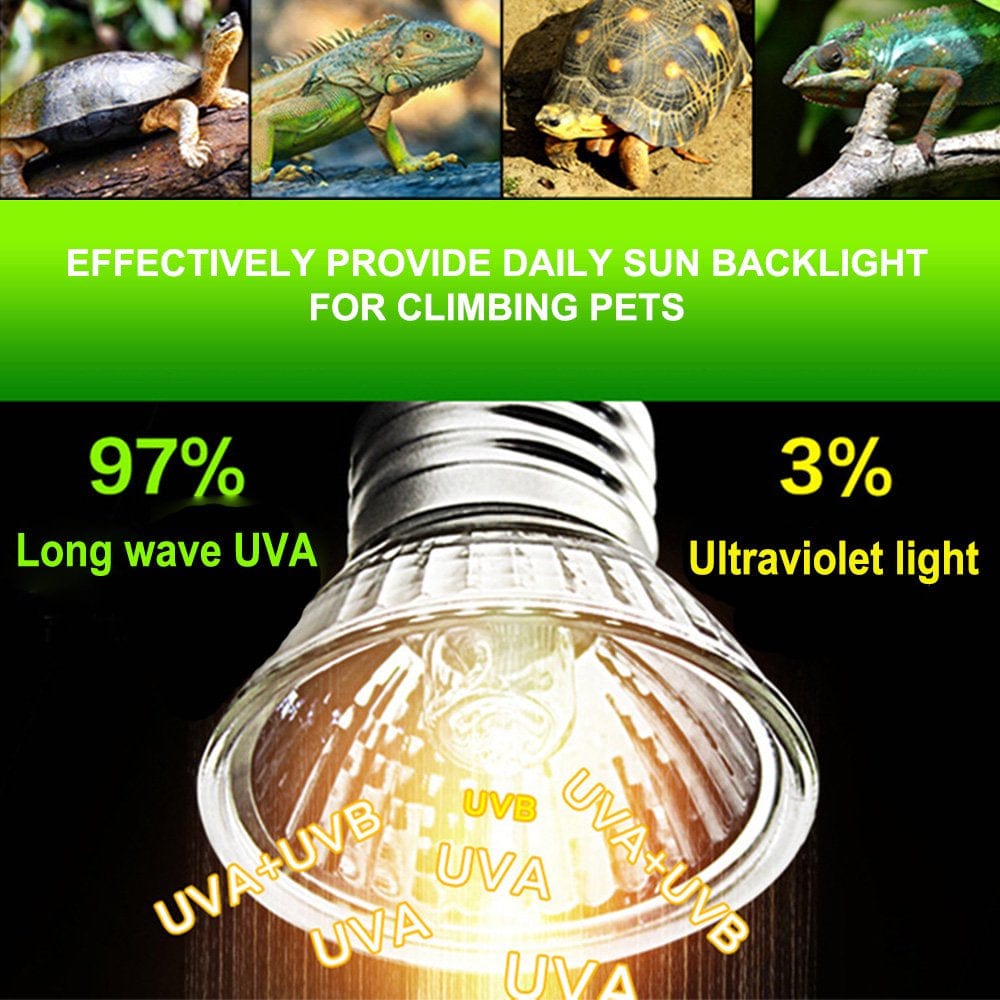 25/50W Reptile Heat Lamp Turtle Tortoise Pet Basking UV Full Spectrum Bulbs Crawler Heating Lamp Amphibians Temperature Control  QYMHOODS   