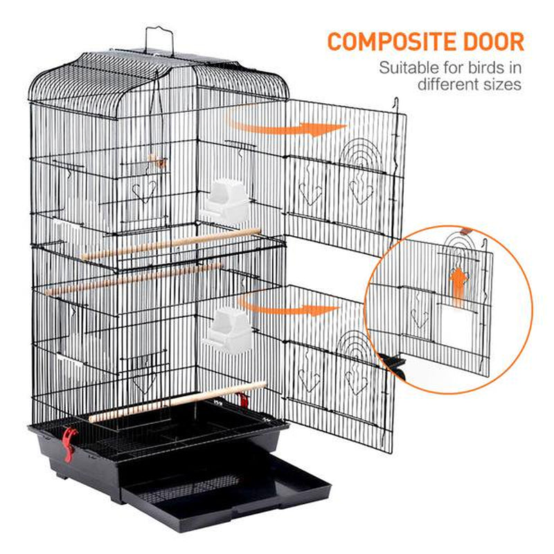 Topeakmart Metal Bird Cage with Stand, Black, 64", Open Top Animals & Pet Supplies > Pet Supplies > Bird Supplies > Bird Cage Accessories Topeakmart   