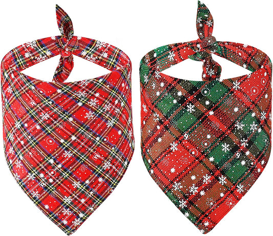 Malier 2 Pack Dog Bandana Christmas Buffalo Plaid Snowflake Pet Scarf Triangle Bibs Kerchief Set Pet Costume Accessories Decoration for Small Medium Large Dogs Cats Pets … (X-Large) Animals & Pet Supplies > Pet Supplies > Dog Supplies > Dog Apparel Malier S  