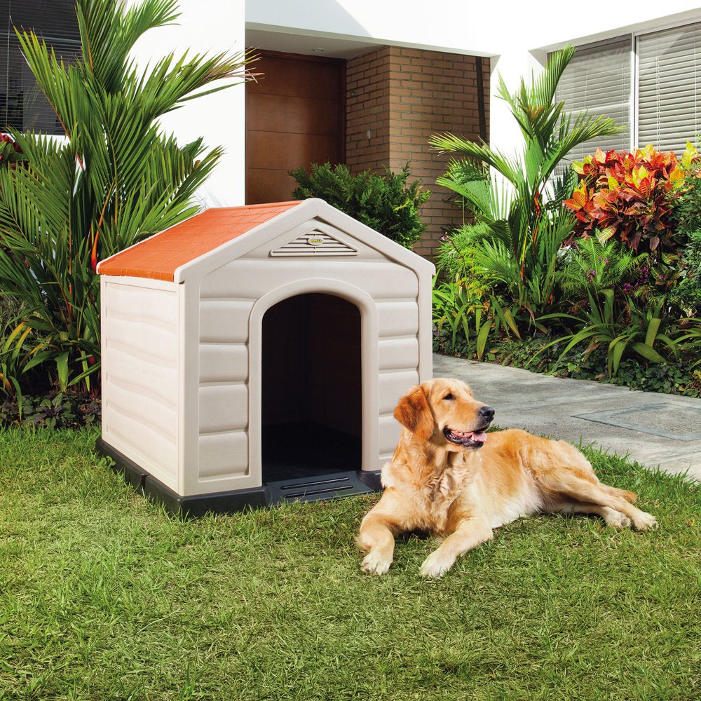 Rimax Resin Dog House for Small Breeds, Taupe, 23" H X 24" W X 26" D Animals & Pet Supplies > Pet Supplies > Dog Supplies > Dog Houses Rimax M/L  