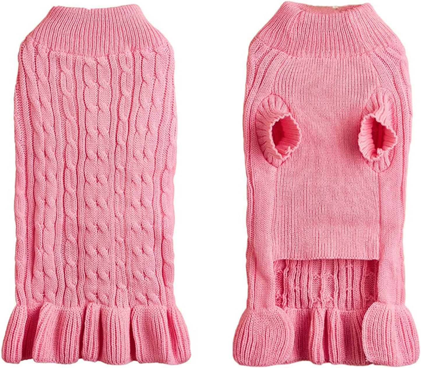 Lifewheel Mermaid Tail Dog Sweater Dress with Ruffle across the Bottom, Cat Sweater Dress, Knitwear Soft Thickening Warm Winter Puppy Sweater Dog Clothes for Small Dogs Cats Boy Girl (Medium, Pink) Animals & Pet Supplies > Pet Supplies > Dog Supplies > Dog Apparel LifeWheel   