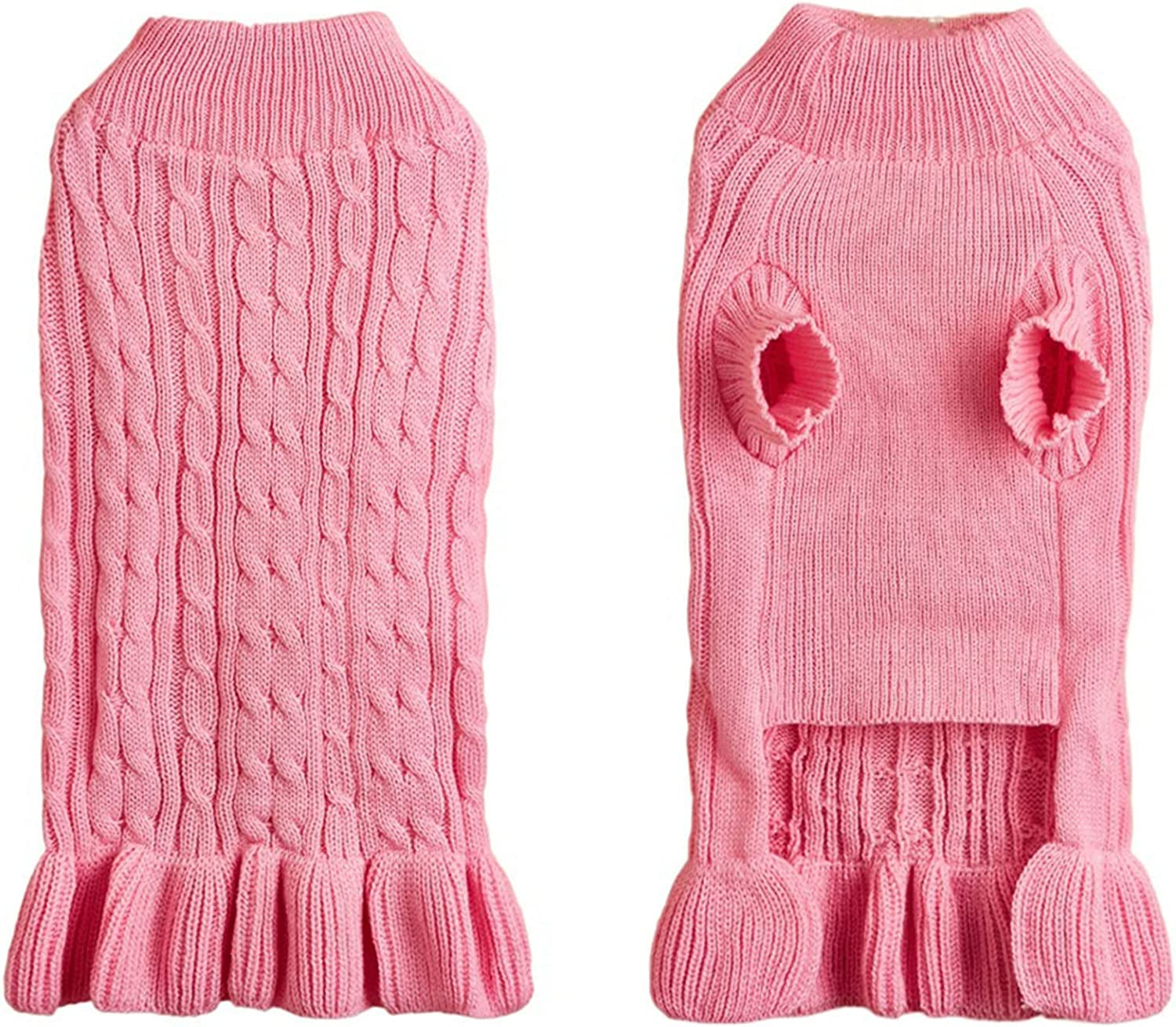 Lifewheel Mermaid Tail Dog Sweater Dress with Ruffle across the Bottom, Cat Sweater Dress, Knitwear Soft Thickening Warm Winter Puppy Sweater Dog Clothes for Small Dogs Cats Boy Girl (Medium, Pink) Animals & Pet Supplies > Pet Supplies > Dog Supplies > Dog Apparel LifeWheel   