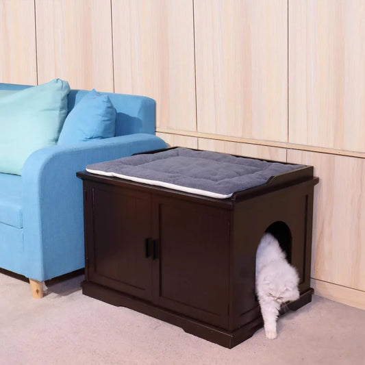 Ubesgoo Cat Litter Box Enclosure, Cat Washroom Litter Box Cover, Litter Box Hidden, Pet Crate, Night Stand Pet House, Brown