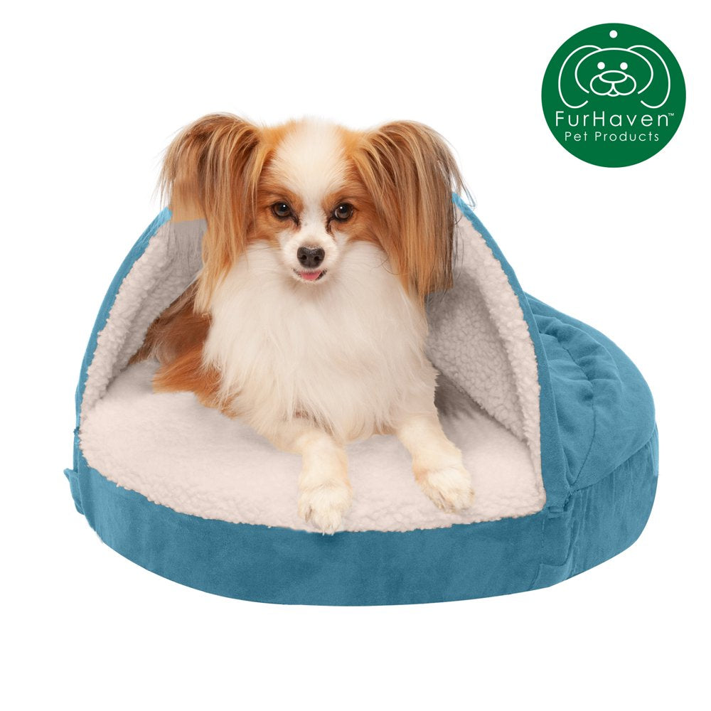 Furhaven Pet Products Orthopedic Faux Sheepskin Snuggery Burrow Pet Bed for Dogs & Cats, Pink, 18-Inch Animals & Pet Supplies > Pet Supplies > Cat Supplies > Cat Beds FurHaven Pet 18" Base Blue 