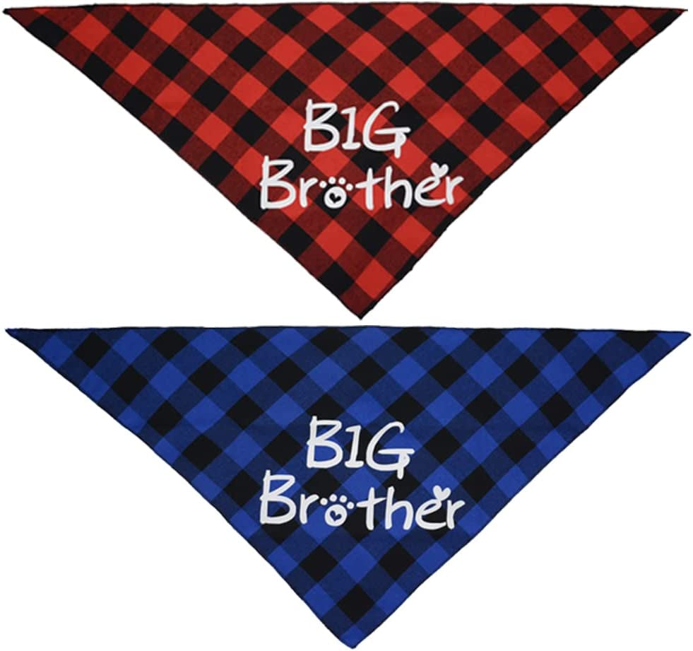 Big Brother Dog Bandanas Plaid Pregnancy Dog Bandana Reversible Triangle Bibs Pet Scarf Accessories Animals & Pet Supplies > Pet Supplies > Dog Supplies > Dog Apparel Busypaws   