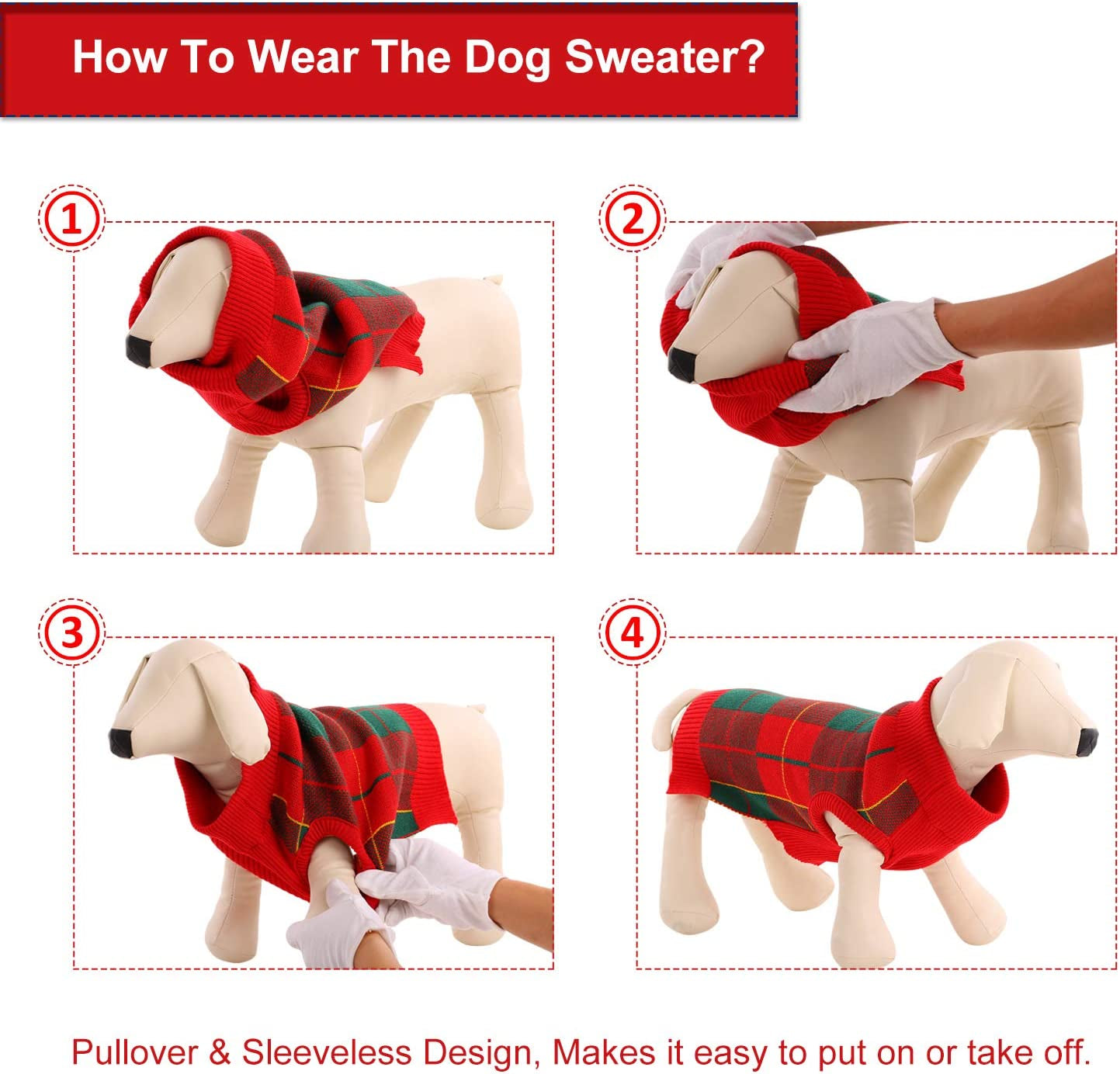 MIGOHI Dog Sweater, Dog Christmas Sweater Warm Winter Plaid Knitwear with Leash Hole, Turtleneck Dog Vest British Style for XS Small Medium Large Dogs, Green and Red Animals & Pet Supplies > Pet Supplies > Dog Supplies > Dog Apparel MIGOHI   