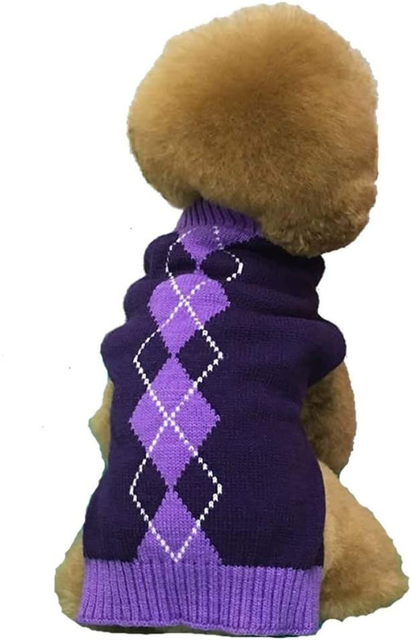 Argyle Knit Pet Sweaters Clothes for Small Dogs, Classic Purple X-Small (XS) Size Animals & Pet Supplies > Pet Supplies > Dog Supplies > Dog Apparel Alemon   