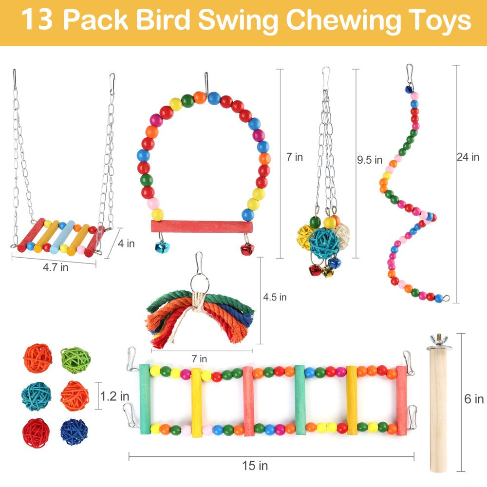 Primepets 13Pcs Bird Parrot Swing Toys, Nature Wood Animals & Pet Supplies > Pet Supplies > Bird Supplies > Bird Toys LotFancy   