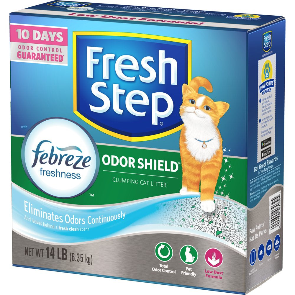 Fresh Step Odor Shield Scented Litter with the Power of Febreze, Clumping Cat Litter, 25 Pounds Animals & Pet Supplies > Pet Supplies > Cat Supplies > Cat Litter The Clorox Company 14 lbs  