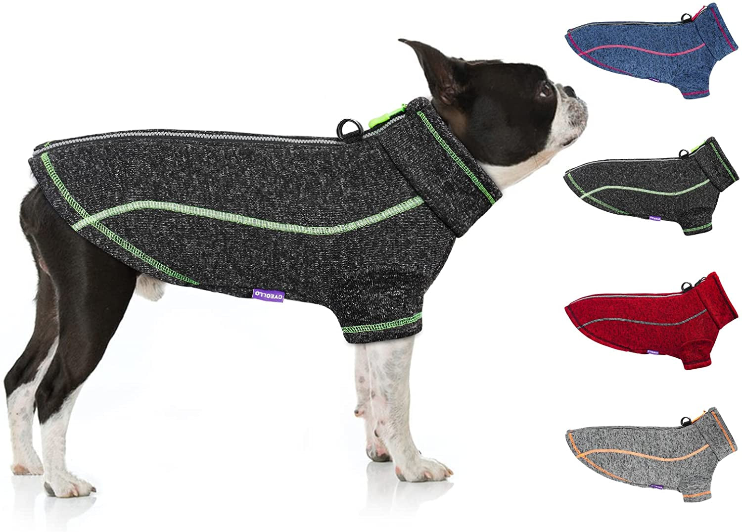 Cyeollo Dog Fleece Jacket Step in Reflective Dog Coats with D Ring Zipper up Dog Clothes Sweaters for Small Dogs Grey Animals & Pet Supplies > Pet Supplies > Dog Supplies > Dog Apparel cyeollo Dark Grey XL-Chest (20"-23") 