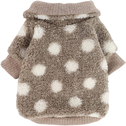 Fitwarm Sherpa Polka Dot Dog Coat Turtleneck Fuzzy Doggie Sweater Puppy Winter Clothes Doggy Knitted Outfits Pet Cold Weather Clothes Cat Apparel Small Animals & Pet Supplies > Pet Supplies > Cat Supplies > Cat Apparel Fitwarm XS  