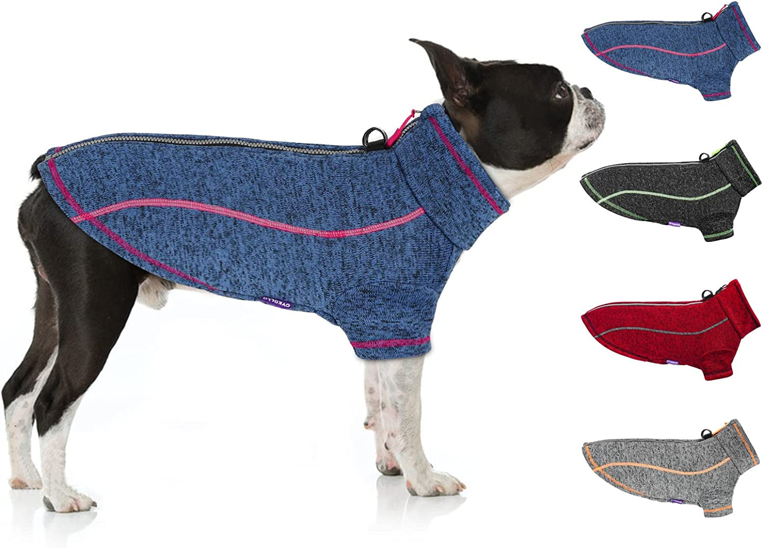 Cyeollo Dog Fleece Jacket Step in Reflective Dog Coats with D Ring Zipper up Dog Clothes Sweaters for Small Dogs Grey Animals & Pet Supplies > Pet Supplies > Dog Supplies > Dog Apparel cyeollo Blue S-Chest (13"-15") 