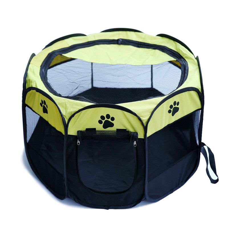Left Wind Portable Folding Pet Tent Dog House Fordable Travel Pet Dog Cat Play Pen Sleeping Fence Pet Dog Puppy Kennel Cushion New Animals & Pet Supplies > Pet Supplies > Dog Supplies > Dog Houses NA M Yellow 