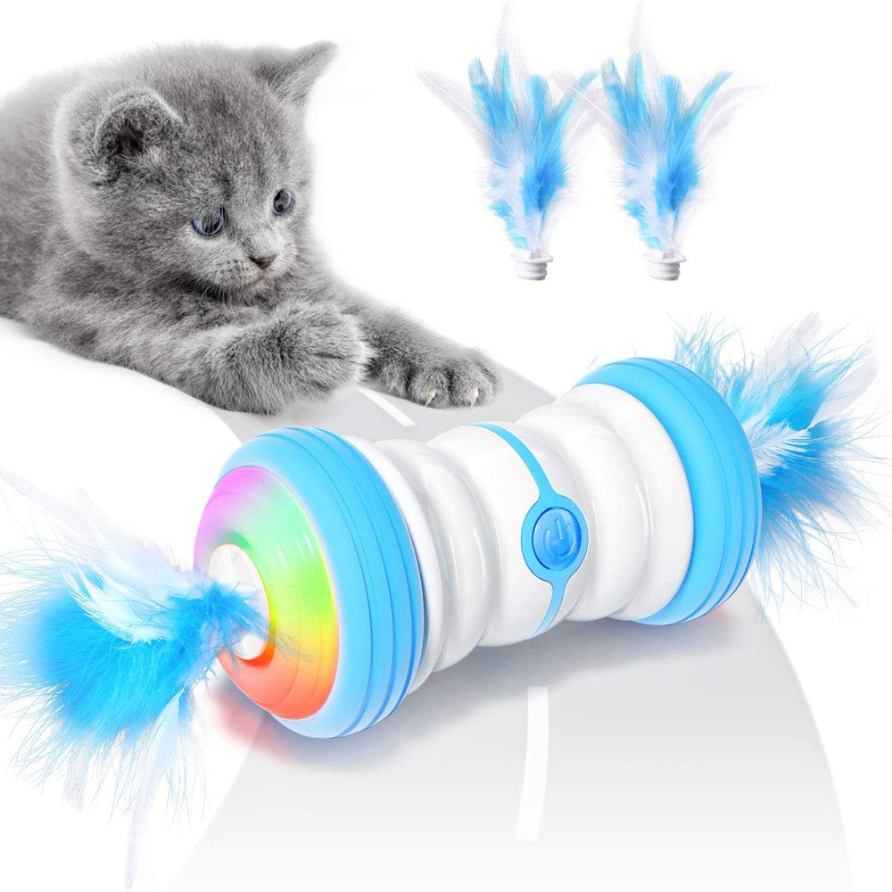 UWANTME Interactive Cat Toys Balls, USB Charging, Automatic 360° Rolling Kitten Toys for Indoor Animals & Pet Supplies > Pet Supplies > Cat Supplies > Cat Toys UWANTME light blue Cat Feather Toy  