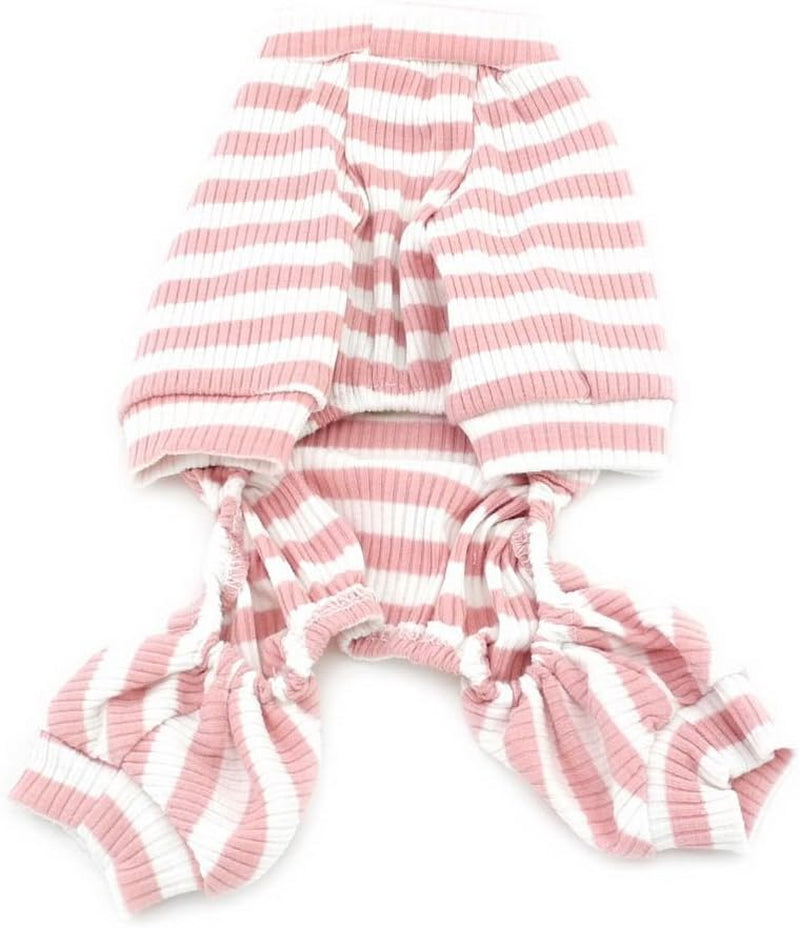 ZUNEA Cozy Soft Cotton Pet Puppy Small Dog Winter Pajamas Jumpsuit Sweatshirt Outfits Stripe Doggie Sleep Clothes Apparel Pink M Animals & Pet Supplies > Pet Supplies > Dog Supplies > Dog Apparel ZUNEA   