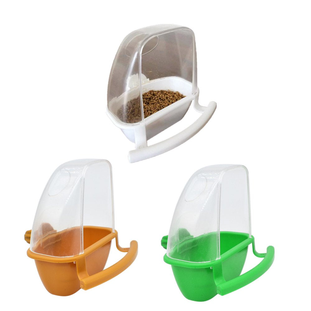 BYDOT Parakeet Food Dispenser No Mess Plastic Parrot Feeder with Perch Cage Accessories for Small Bird Cockatiel Finch