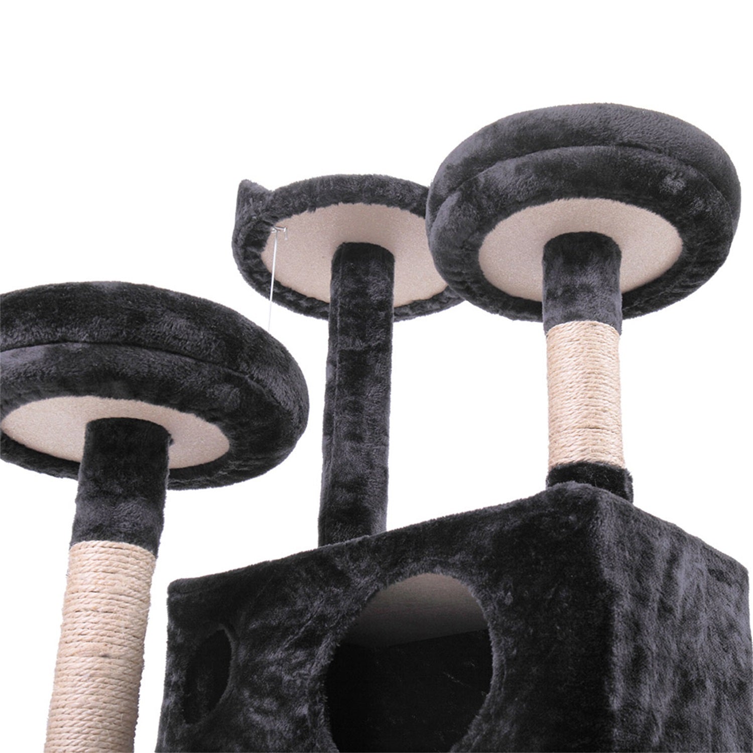 Pefilos 59" Multi-Level Cat Tree Condo Furniture Cat Tree for Large Adult Cat, 2 Plush Condos, Cat Condo for Multiple Cats Hammock for Kittens, Cat Tree Tower for Indoor Cats and Pets, Black Animals & Pet Supplies > Pet Supplies > Cat Supplies > Cat Furniture Pefilos   