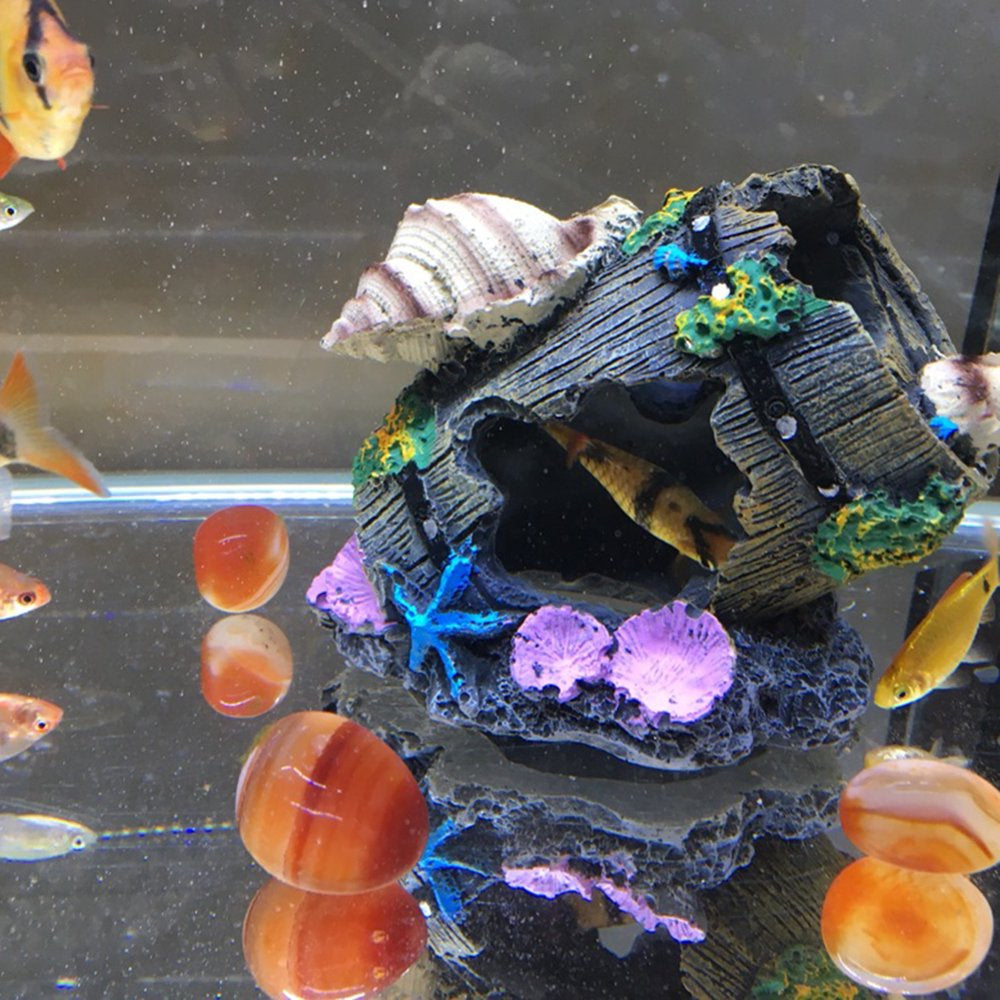 Papaba Aquarium Decoration,Aquarium Resin Artificial Shell Barrel Fish Tank Shrimp Hiding House Cave Decor Animals & Pet Supplies > Pet Supplies > Fish Supplies > Aquarium Decor Papaba   