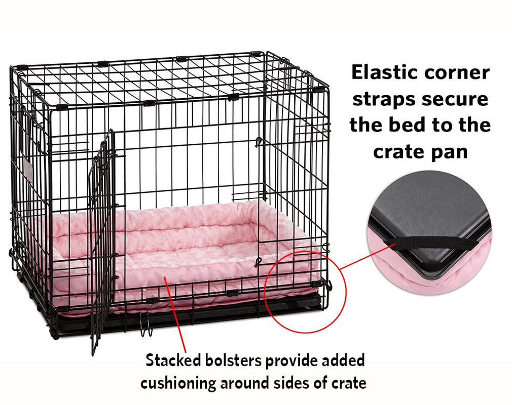 Quiettime Double Bolster Dog Bed & Crate Mat, Pink, 18" Animals & Pet Supplies > Pet Supplies > Cat Supplies > Cat Beds MidWest Home for Pets   