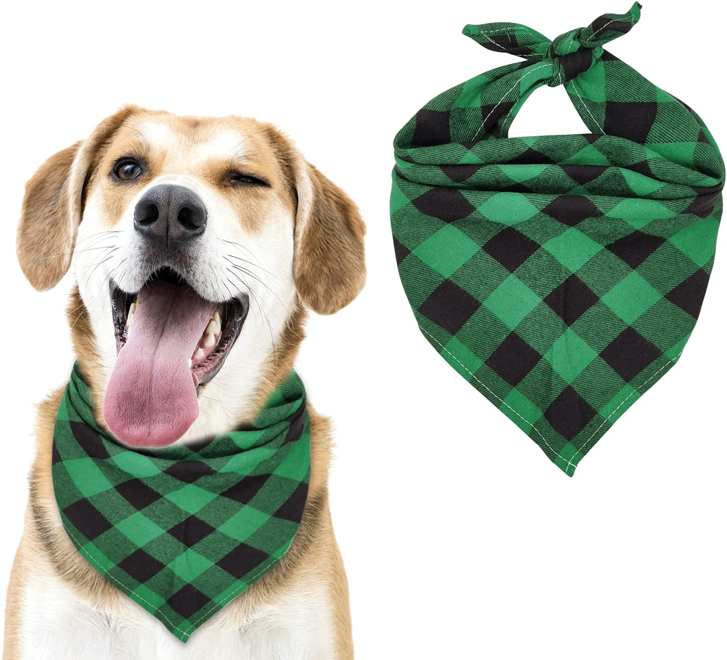 MJIYA Dog Bandana, Washable Reversible Kerchief Scarf, Bib with Adjustable Accessories for Small to Large Dog Puppy Cat, Gifts for Birthday, Easter, Christmas (Green & Red, L) Animals & Pet Supplies > Pet Supplies > Dog Supplies > Dog Apparel MJIYA Green & Black L 