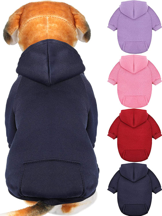 4 Pieces Small Dog Sweaters Dog Hoodie Clothes with Hat for Small Dogs Boy Chihuahua Clothes with Pocket Puppy Pet Winter Clothes Warm Hoodies Coat Sweater Shirt (M) Animals & Pet Supplies > Pet Supplies > Dog Supplies > Dog Apparel Syhood Medium  