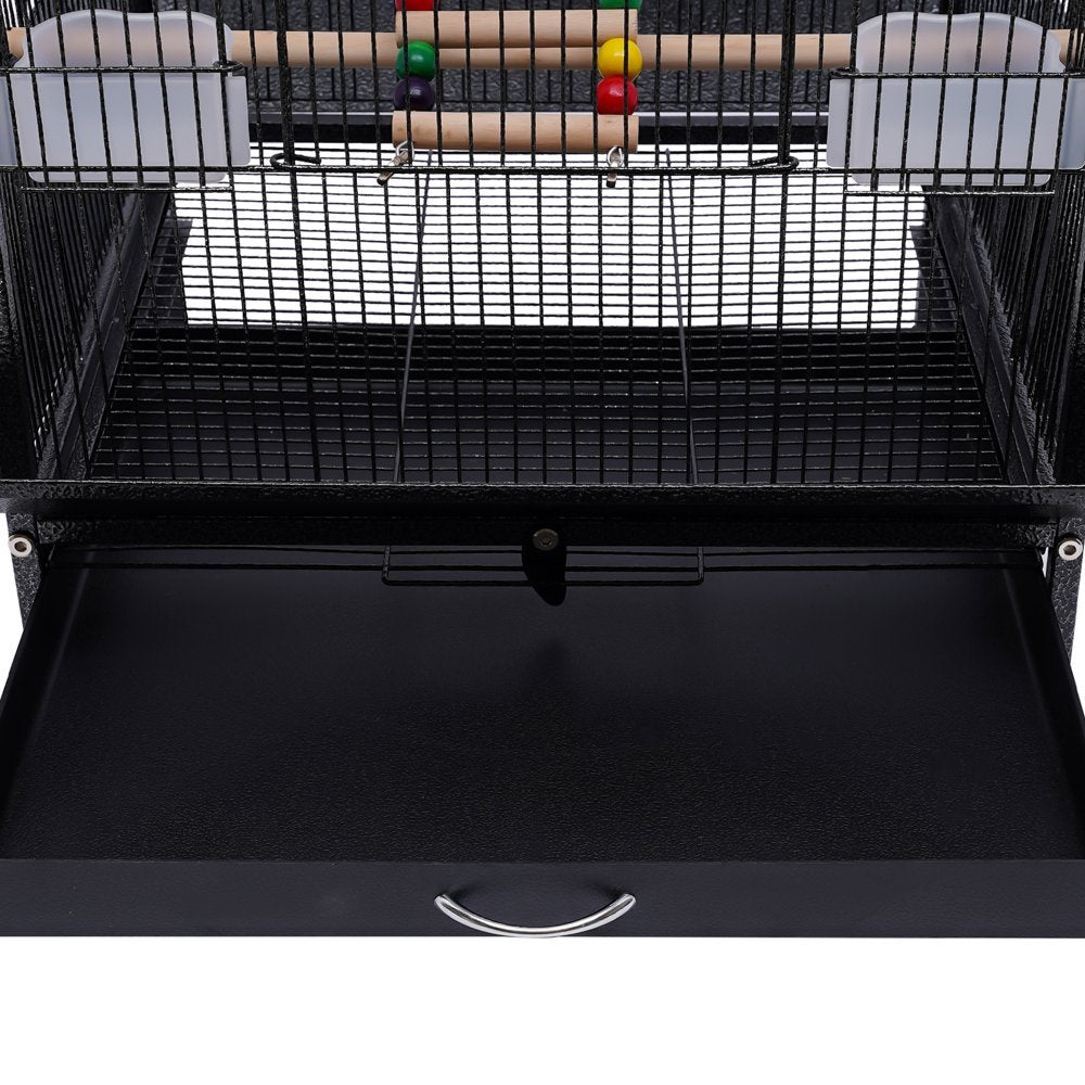 Miumaeov Bird Cage Open Top Standing Parrot Parakeet Cage with Rolling Stand Large Metal Bird Flight Cage for Conure Parakeet Cockatiel Finch Macaw Cockatoo Pet House, Black Animals & Pet Supplies > Pet Supplies > Bird Supplies > Bird Cages & Stands Miumaeov   