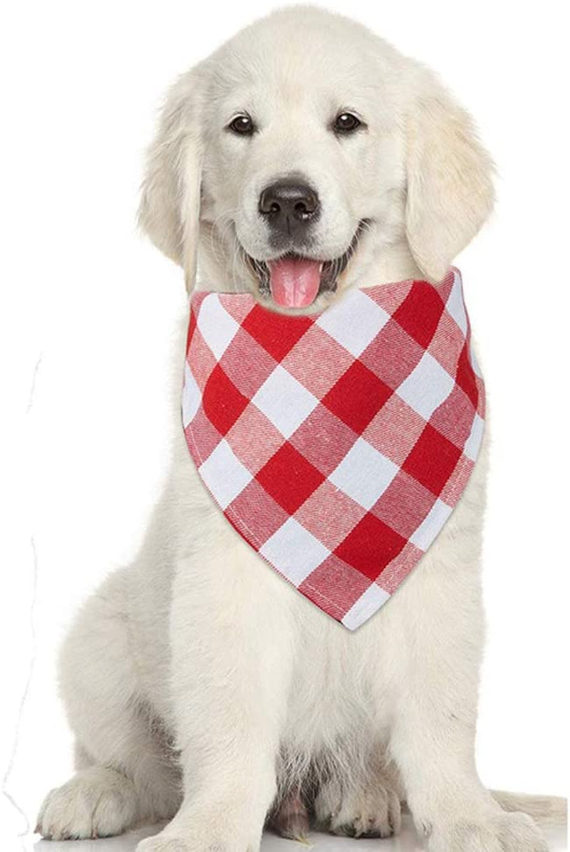 Feimax Dog Bandana Pet Triangle Bibs Scarfs Reversible Adjustable Collar Gentleman Bow Tie Suit Novelty Bandanas Dogs Neckerchief Fashion Wedding Dress Kerchief for Puppy and Cat (Red) Animals & Pet Supplies > Pet Supplies > Dog Supplies > Dog Apparel FEimaX Red Lattice  