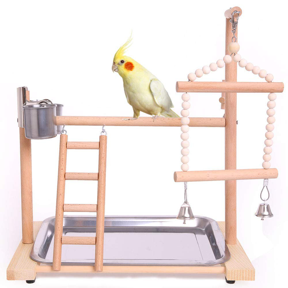 QBLEEV Bird Playground Birdcage Playstand Parrot Play Gym Parakeet Cage Decor Budgie Perch Stand with Feeder Seed Cups Ladder Hanging Swing Chew Toys Conure Macaw Cockatiel Finch Small Animals Animals & Pet Supplies > Pet Supplies > Bird Supplies > Bird Gyms & Playstands C119-455264-Bird playground birdcage   