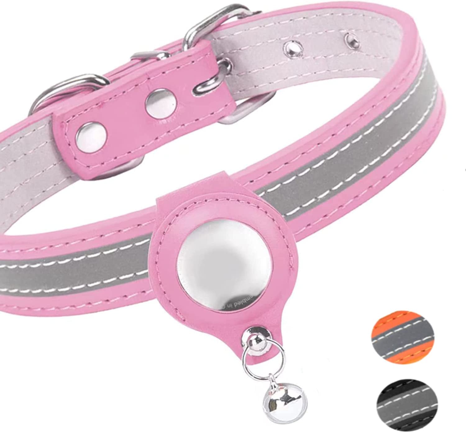 LXUEO Airtag Dog Collar Holder, Reflective Dog Cat Collar with Protective Airtag Holder Case, Soft Adjustable Dog Collar with Anti-Lost Airtag Holder and Airtag Films Electronics > GPS Accessories > GPS Cases LXUEO Pink S 