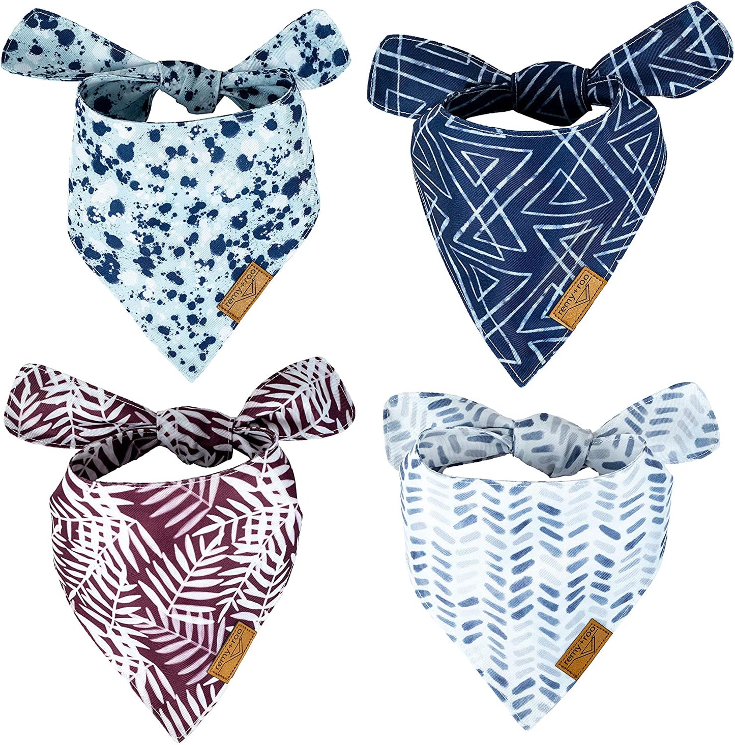 Remy+Roo Dog Bandanas - 4 Pack | Classic Set | Premium Durable Fabric | Unique Shape | Adjustable Fit | Multiple Sizes Offered (Large) Animals & Pet Supplies > Pet Supplies > Dog Supplies > Dog Apparel Remy+Roo Small  