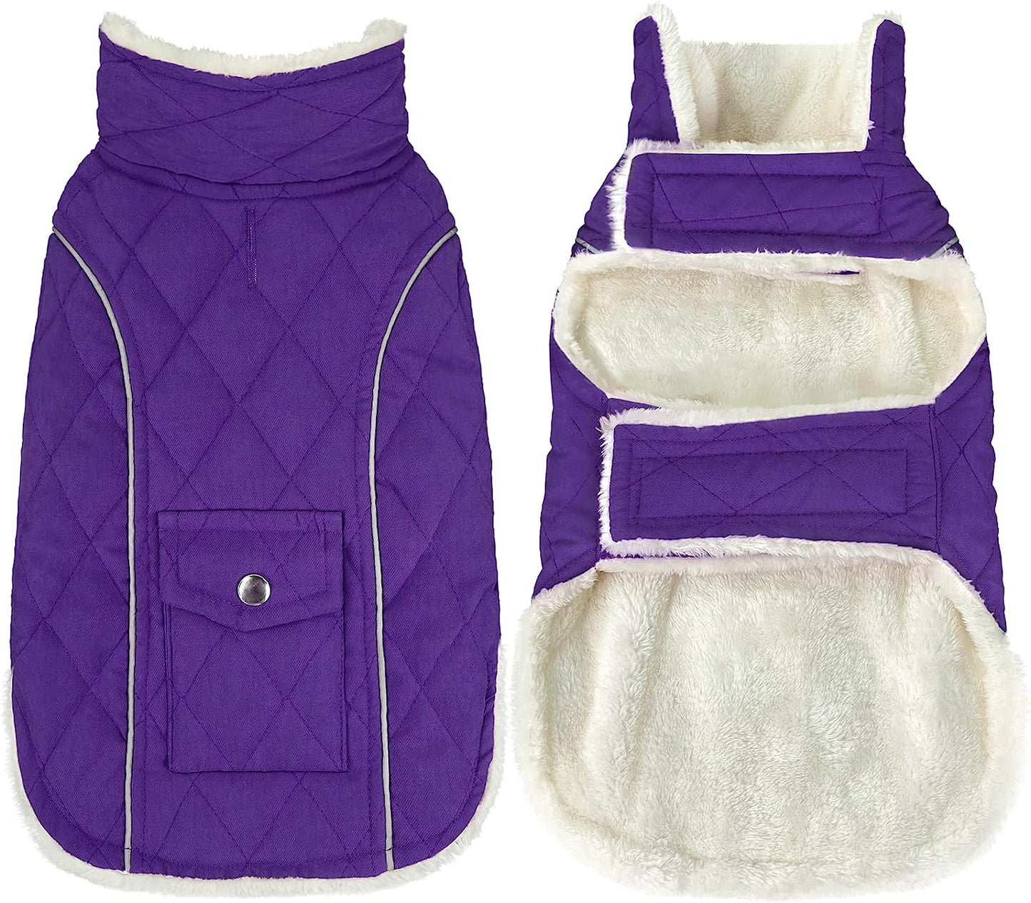 Malier Dog Winter Coat, Windproof Dog Cold Weather Coats with Real Pocket, Winter Dog Extra Warm Coat Dog Fleece Jacket Reflective Dog Clothes for Small Medium Large Dogs and Puppy (Medium, Green) Animals & Pet Supplies > Pet Supplies > Dog Supplies > Dog Apparel Malier Purple Medium 