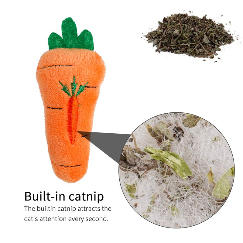 Stmelody 5 Pcs Catnip Toy, Bite Resistant Catnip Toys Cat Chew Toy Catnip Filled Carrot Pineapple Frog Cat Teething Chew Toy Cat Gifts for Cat Lovers Animals & Pet Supplies > Pet Supplies > Cat Supplies > Cat Toys StMelody   