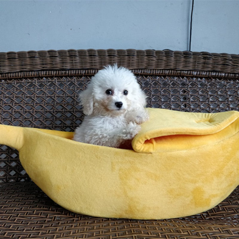 Stylish Pet Dog Cat Banana Bed House Pet Boat Dog Cute Cat Snuggle Bed Soft Yellow Cat Bed Sleep Nest for Cats Kittens Animals & Pet Supplies > Pet Supplies > Cat Supplies > Cat Beds SNHENODA   