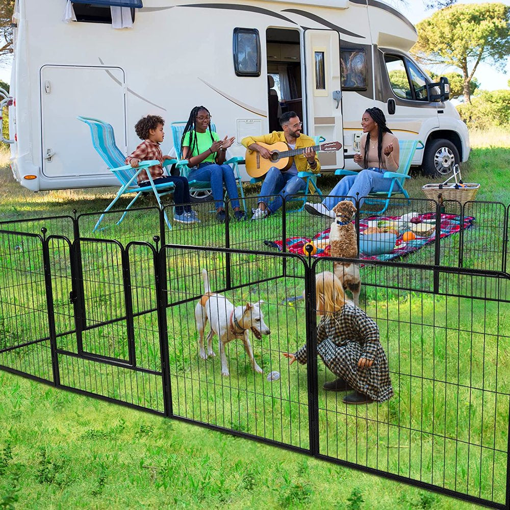 Kfvigoho Dog Playpen Outdoor 32/40 Inch Height Puppy Playpen Indoor 8/16 Panels Heavy Duty Dog Pen Anti-Rust Exercise Fence with Doors for Large/Medium/Small Pets Play for RV Camping Yard