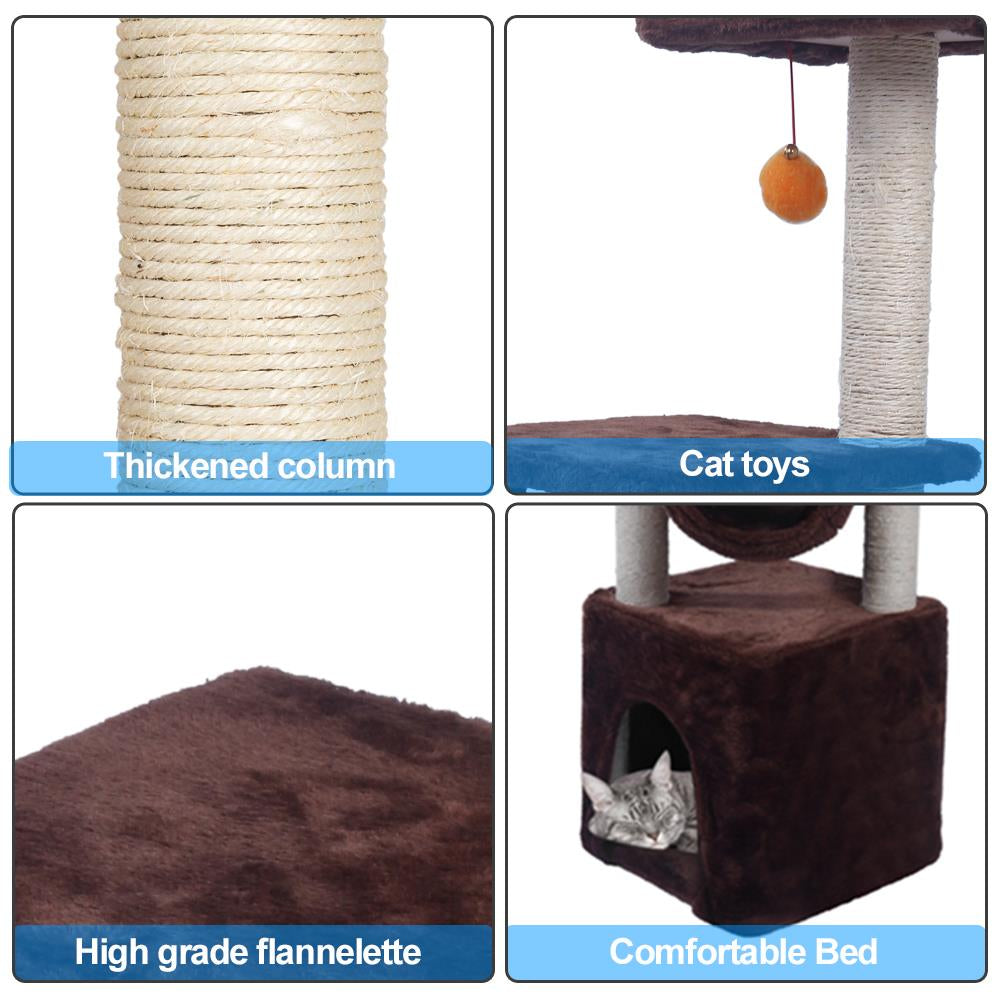 Samyohome 36" Cat Tree Play House Tower with Toy Ball Condo Furniture Scratch Post Basket -For Kittens, Brown Animals & Pet Supplies > Pet Supplies > Cat Supplies > Cat Furniture KOL PET   