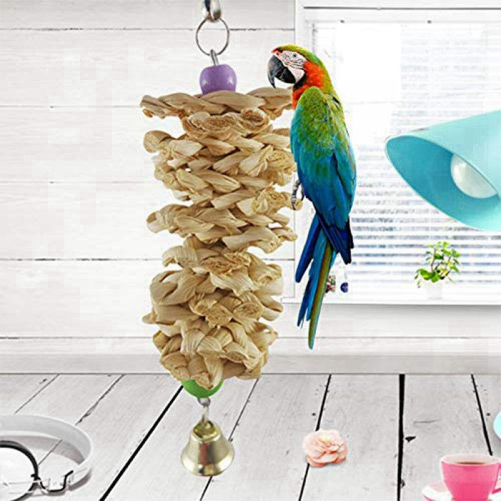 Parrot Bird Cuttlefish Bone Calcium Supplement String Straw Chewing Log Toy Animals & Pet Supplies > Pet Supplies > Bird Supplies > Bird Toys Knowza   