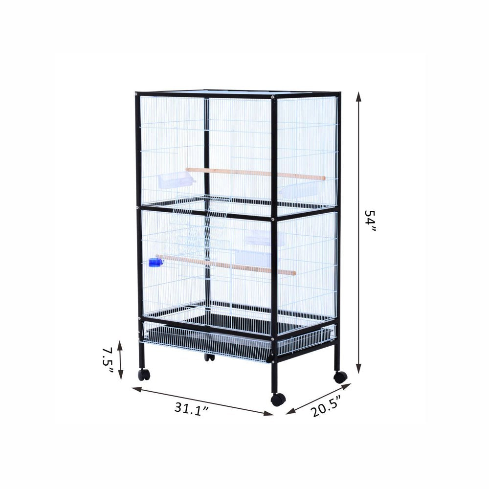 Pawhut 54" Extra Large Portable Rolling Iron Aviary Flight Bird Cage and Accessories Animals & Pet Supplies > Pet Supplies > Bird Supplies > Bird Cage Accessories Aosom LLC   