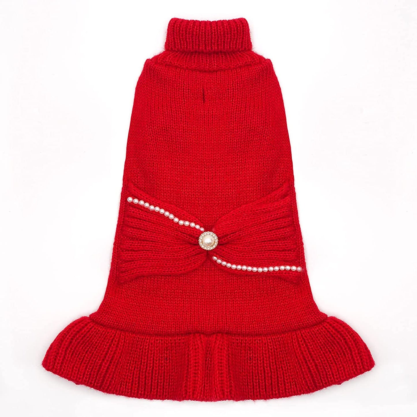 Cyeollo Valentine'S Day Dog Sweater Dress Turtleneck Doggie Sweaters Pullover Knitted with Bowtie Warm Winter Dog Clothes for Small Dogs Animals & Pet Supplies > Pet Supplies > Dog Supplies > Dog Apparel cyeollo 1# Red Small 