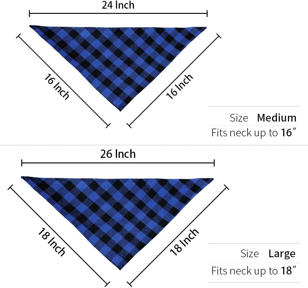 CROWNED BEAUTY Large Dog Bandana for Medium Large Dogs,Blue Black Buffalo Plaid Adjustable Reversible Triangle Cutton Scarves DB18-L Animals & Pet Supplies > Pet Supplies > Dog Supplies > Dog Apparel Crowned Beauty   