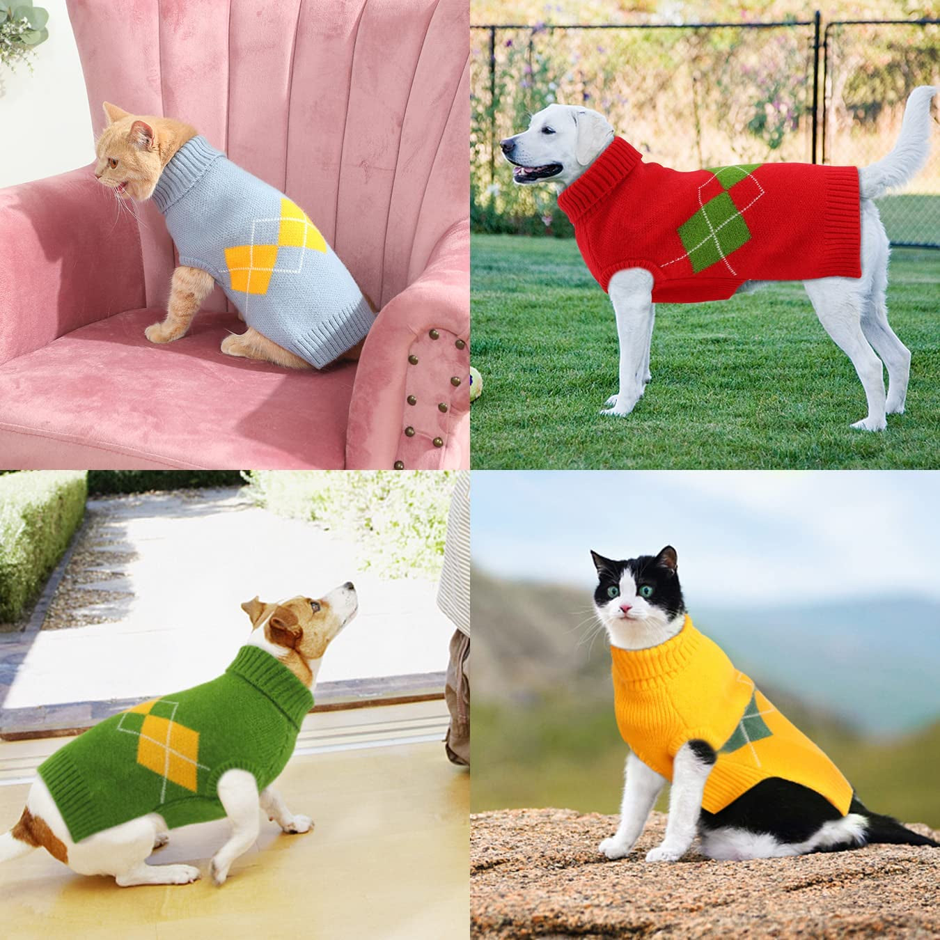 ALAGIRLS Winter Dog Sweater Warm Puppy Clothes,Classic Turtleneck Plaid Cat Sweater,Pullover Christmas Holiday Pet Outfits Apparel for Large Dogs,Pink L Animals & Pet Supplies > Pet Supplies > Dog Supplies > Dog Apparel ALA   