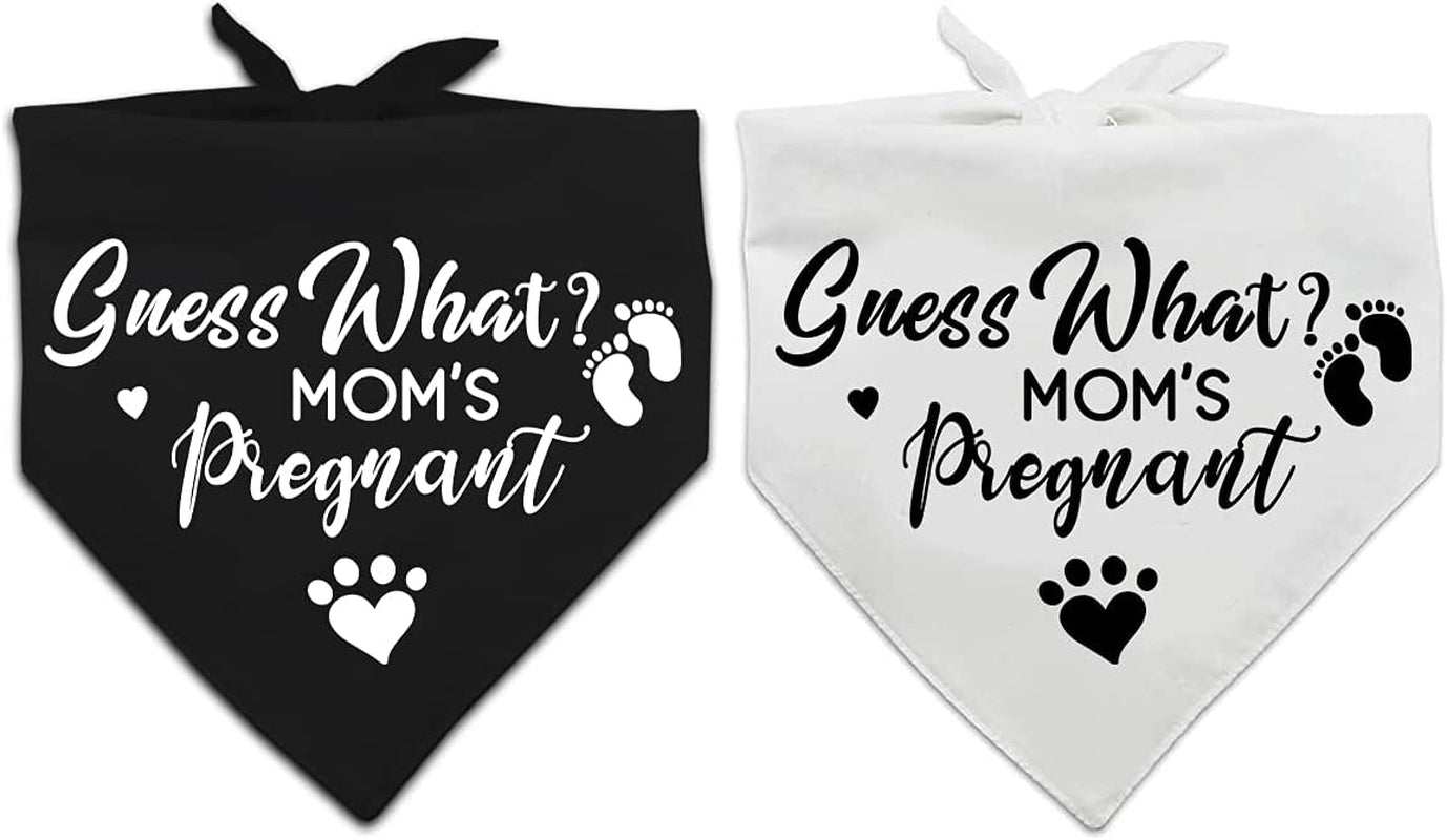 Guess What? My Mom Is Pregnant, Pregnancy Announcement Dog Bandana, Gender Reveal Photo Prop Pet Scarf Decorations Accessories, Pet Accessories for Dog Lovers, Pack of 2 Animals & Pet Supplies > Pet Supplies > Dog Supplies > Dog Apparel Yangmics Direct   