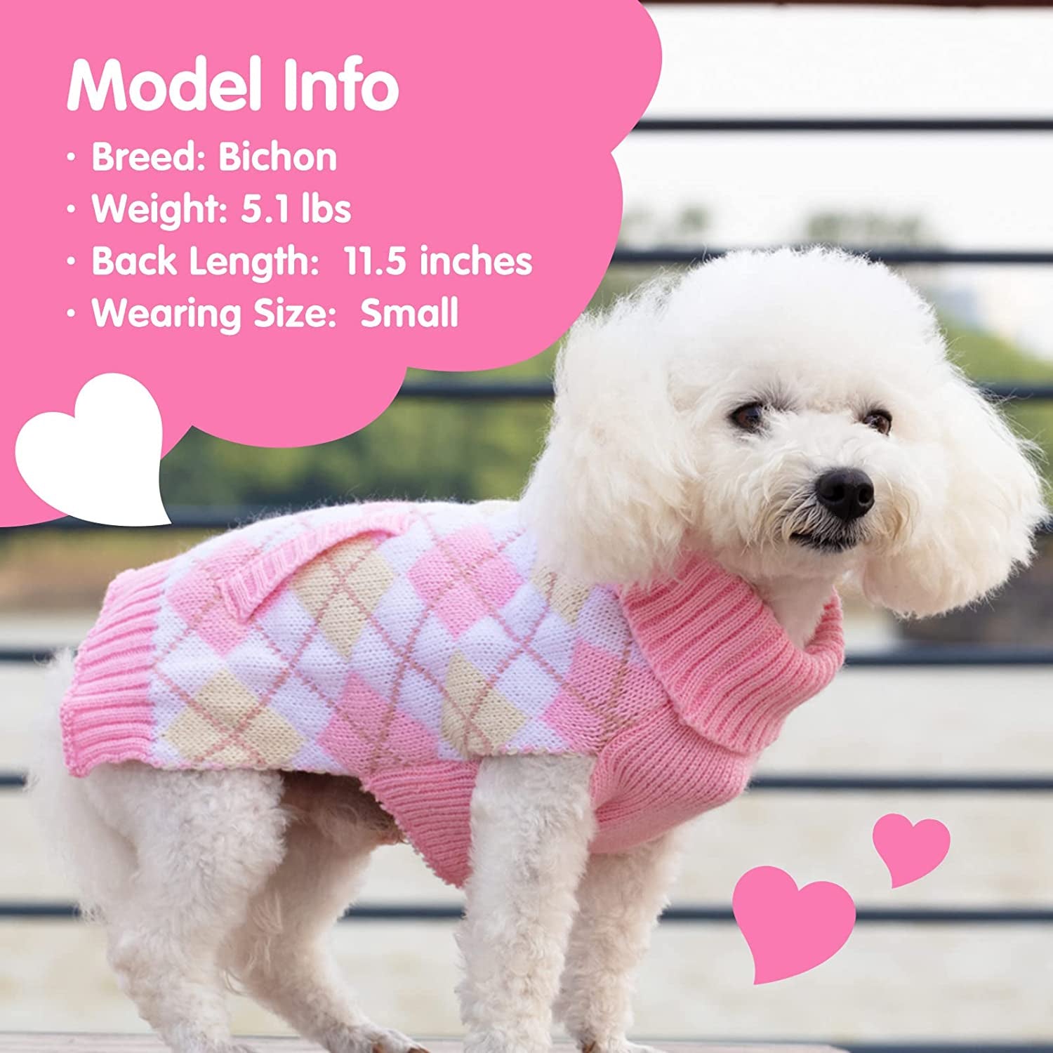 KYEESE Valentines Day Dogs Sweaters for Small Dogs Thicken Turtleneck Pink Doggie Sweater with Leash Hole Knit Pullover Pet Clothes Animals & Pet Supplies > Pet Supplies > Dog Supplies > Dog Apparel kyeese   