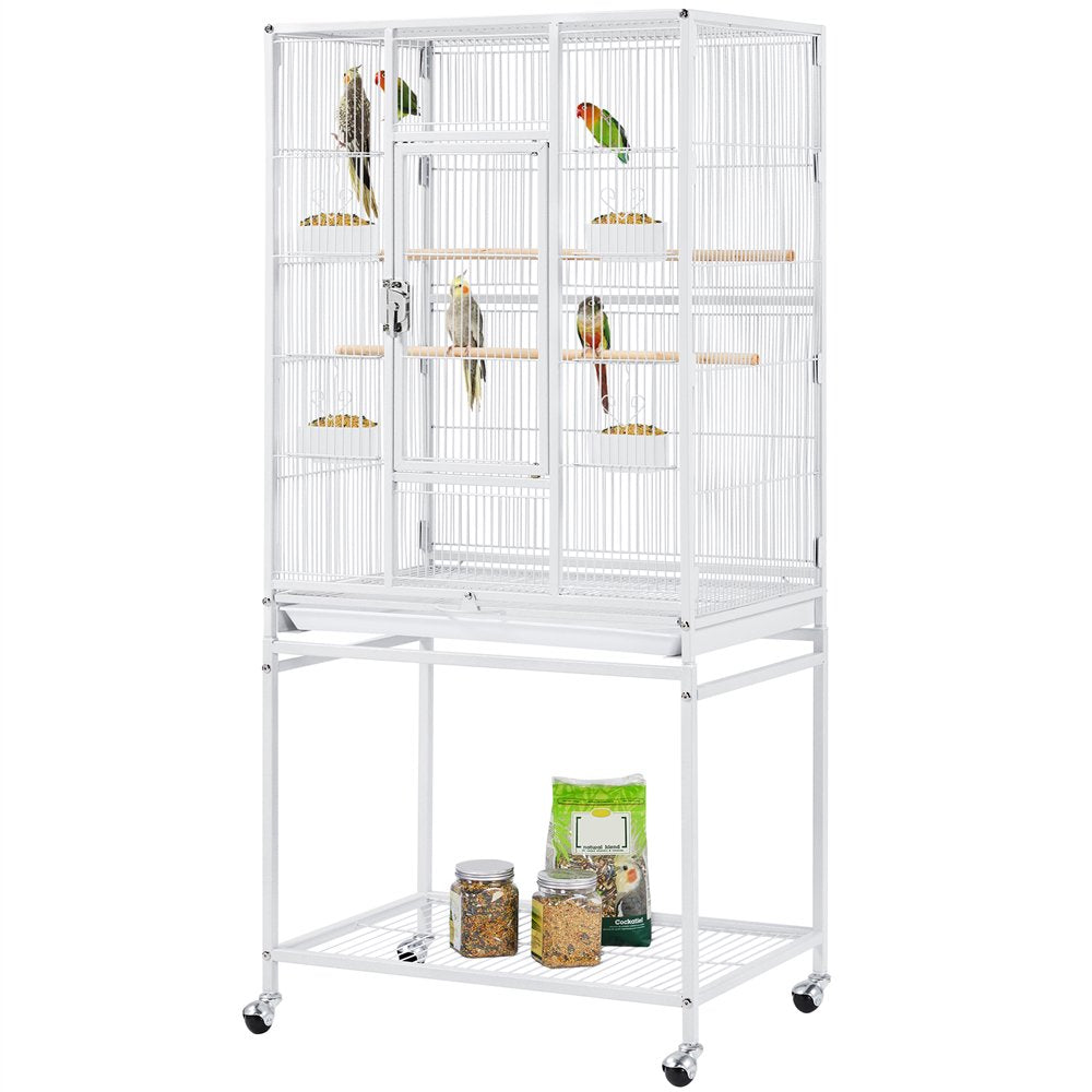 Smilemart 54" Metal Rolling Bird Cage with Detachable Stand, Palmer Green Animals & Pet Supplies > Pet Supplies > Bird Supplies > Bird Cages & Stands SmileMart White  