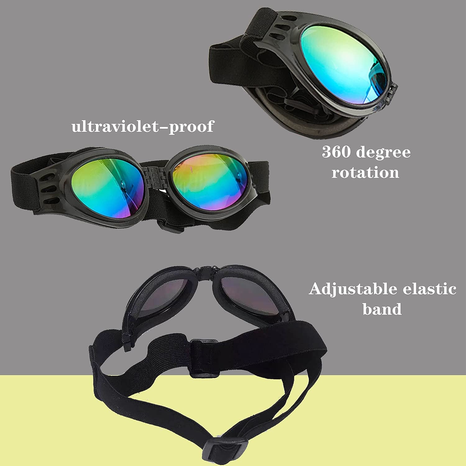 Dog Goggles Pet Sunglasses Adjustable Foldable Eye Wear UV Protection Windproof Polarized Sunglasses for Dogs about over 15 Lbs (Black + Pink) Animals & Pet Supplies > Pet Supplies > Dog Supplies > Dog Apparel COSOC   