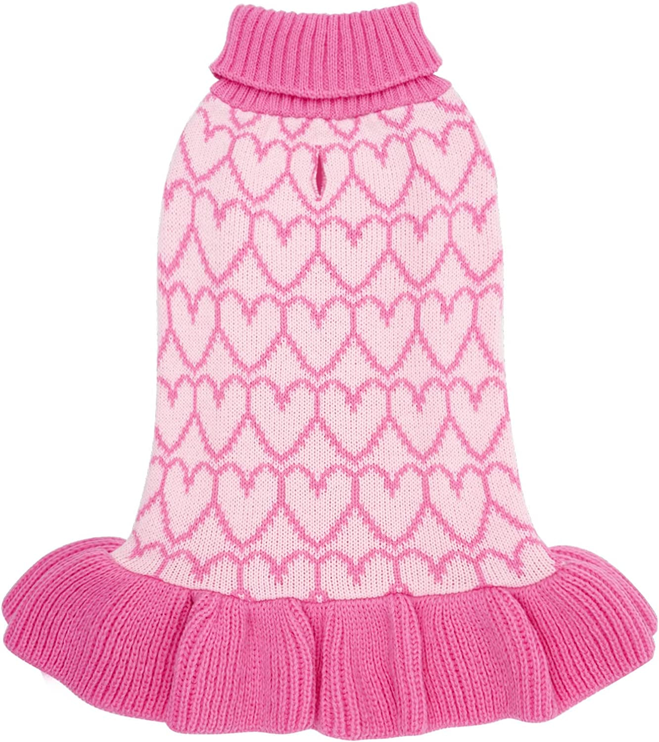 KYEESE Valentines Day Dog Sweaters Dress Pink Heart Design Dog Sweaters with Leash Hole Pet Sweater Pet Clothes,Xs Animals & Pet Supplies > Pet Supplies > Dog Supplies > Dog Apparel kyeese 1# Valentines (Pink heart) X-Large (19-27lbs) 