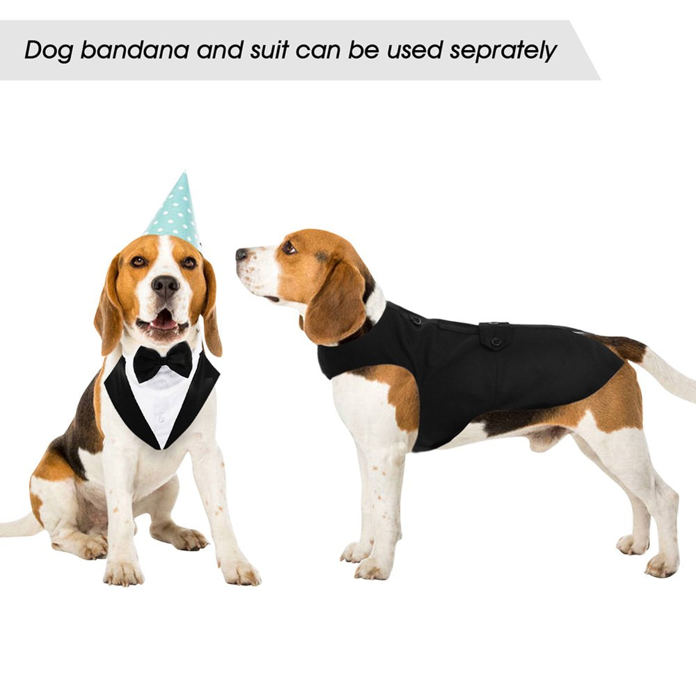 Kuoser Dog Tuxedo Dog Fromal Suit and Bandana Set Dog Wedding Suit for Large and Medium Dogs Animals & Pet Supplies > Pet Supplies > Dog Supplies > Dog Apparel Kuoser   