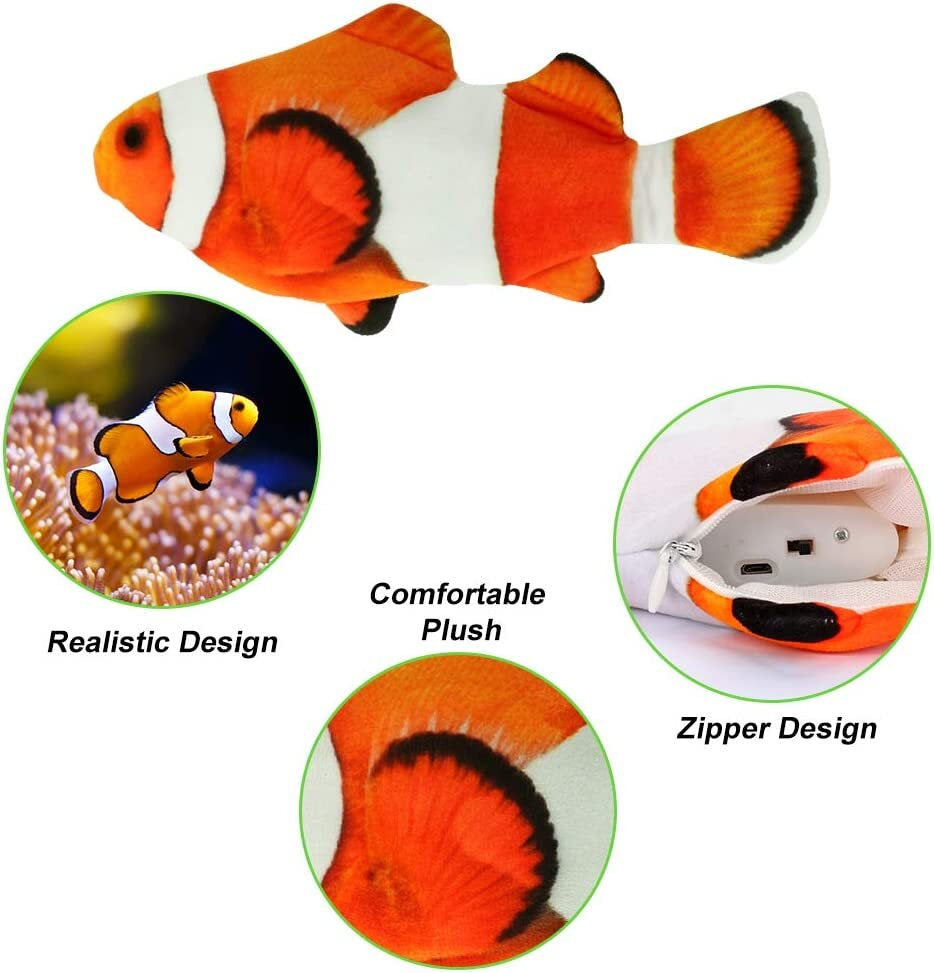 Welltop Electric Toy Fish for Cat Interactive Toy USB Electric Plush Fish Kicker,With Catnip, Funny Cat Chew Toy for Teeth Cleaning Animals & Pet Supplies > Pet Supplies > Cat Supplies > Cat Toys Welltop   
